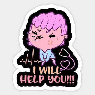 Yumi Kawaii Nurse Pastel Goth and Kawaii pastel goth art Sticker